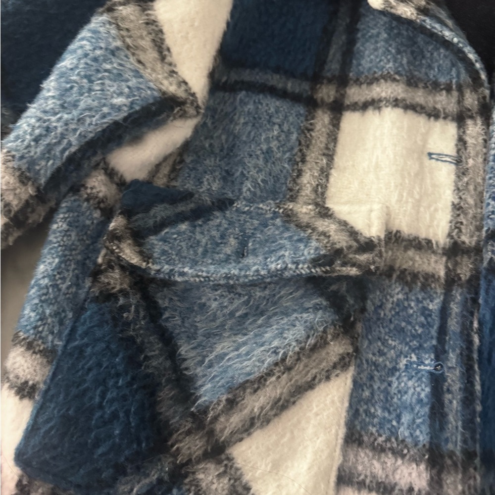 Zara Kids Blue and White Plaid Jean Jacket - Picture 5 of 11